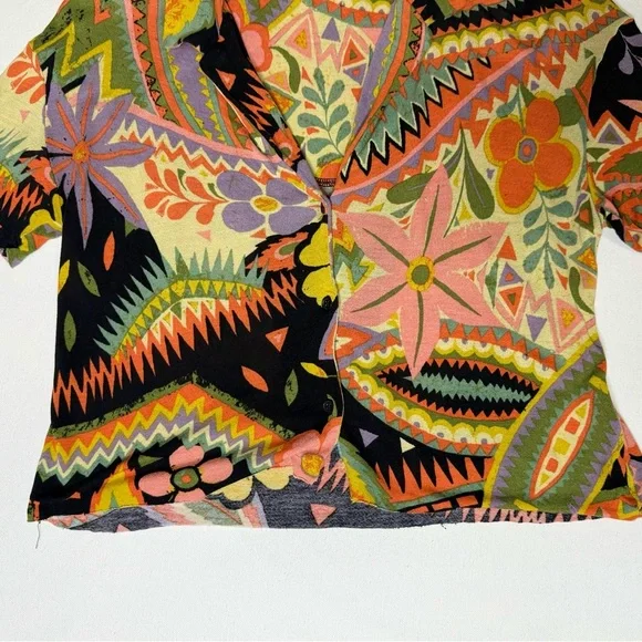 Urban Outfitters Multicolor Patterned Button Down Crop Shirt Size XS - Picture 5 of 7